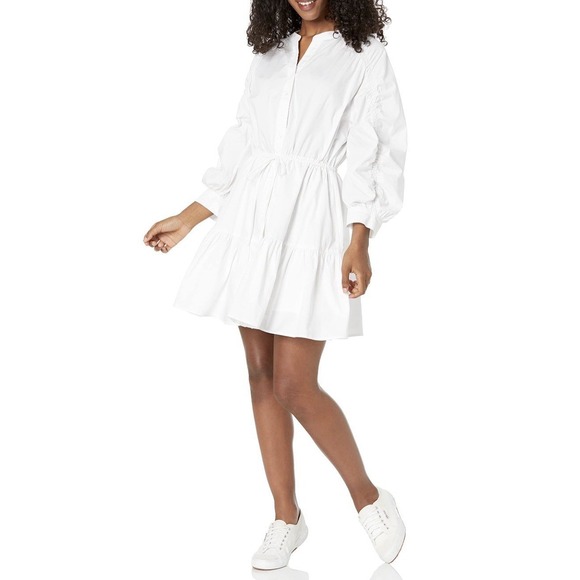 ASTR The Label Dresses & Skirts - ASTR The Label White Ruffle Mini A-Line Dress S Cotton Puff Sleeve Casual Resort